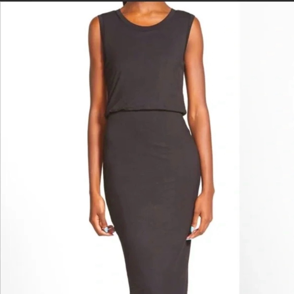 Leith Olive Green Sleeveless Midi Bodycon Dress